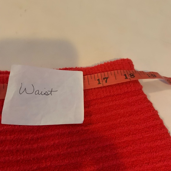 J. Crew Red Faux Wrap Stretch Sweater Gold Buttons Skirt Frayed Hem XL - Picture 8 of 11